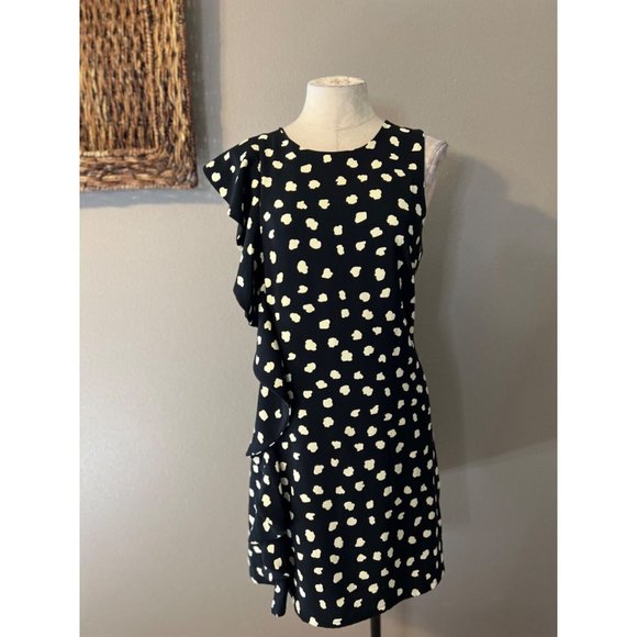 Julie Brown Dress 10 Black Ivory Stretch Career Church Washable - Picture 6 of 11